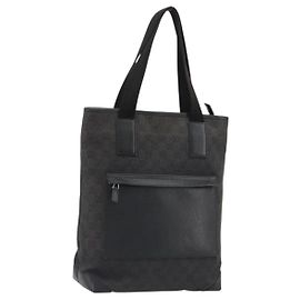 GUCCI GG Canvas Tote Bag Denim Schwarz Silber 180450