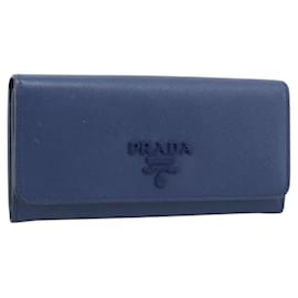 PRADA Lange Geldbörse aus Safiano-Leder Blau Gold