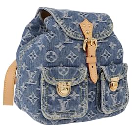 LOUIS VUITTON Monogram Denim Sac A Dos PM Backpack Blue LV