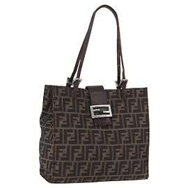 FENDI Zucca Canvas Tote Bag Brown Black