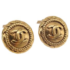 CHANEL COCO Mark Earring Metal Gold Tone CC