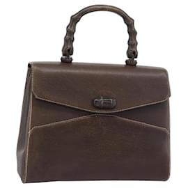 GUCCI Bamboo Hand Bag Leather Brown