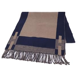 Hermès Sciarpa Stole HERMES H Passant in Cashmere con Frange