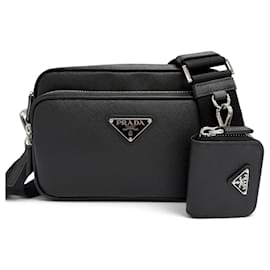 Sac à épaule Prada en cuir Saffiano avec mini pochette