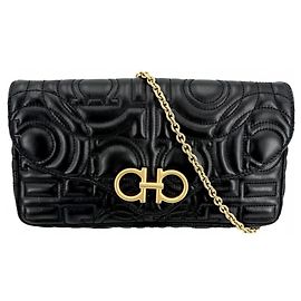 Borsa a tracolla in pelle bianca e nera Salvatore Ferragamo