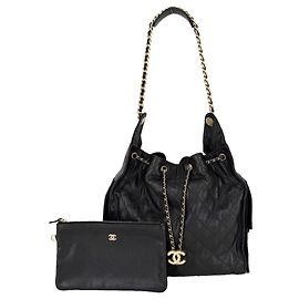 Borsa a tracolla Chanel in pelle bianca e nera