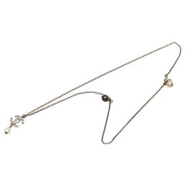 Collana con pendente Chanel Silver CC in ottone, strass e perle finte