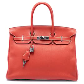 Hermès Orange Limited Edition Bicolor Clemence Birkin Retourne 35