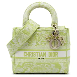 Dior Green Medium Embroidered Canvas Toile de Jouy Lady D Lite