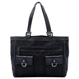 Sac cabas Gucci Abbey en nylon GG noir avec anneau en D