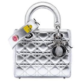 Dior Silver Small Metallic Lambskin Cannage My ABCDior Lady Dior