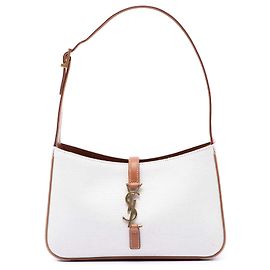 Saint Laurent Le 5 a 7 in tela bianca e pelle