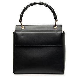 Borsa Satchel Gucci in pelle di vitello nera con bambù