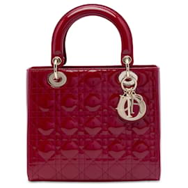 Dior Red Medium Patent Cannage Lady Dior
