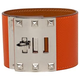 Bracciale Hermès Kelly Extreme Dog in pelle Epsom Orange e Palladium
