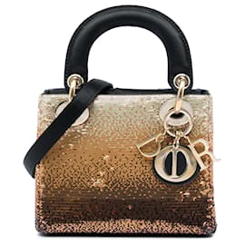 Dior Gold Mini Satin Sequin Gradient Lady Dior