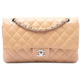 Chanel Beige Medium Classic Lambskin Double Flap