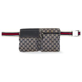 Borsa cintura Gucci Beige GG Canvas Web con doppia tasca