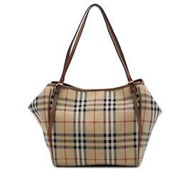 Burberry Canterbury Tote aus Nylon in Beige Small Haymarket Check
