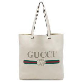Tote Gucci in pelle di vitello marrone con logo