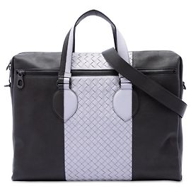 Borsa da lavoro Bottega Veneta in nappa bicolore nera con rifiniture Intrecciato