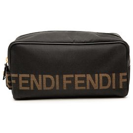 Fendi Kulturbeutel aus schwarzem Nylon mit Logo