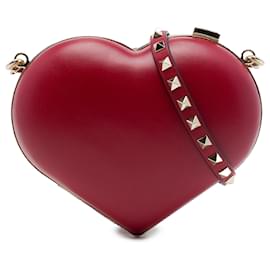 Valentino Minaudiere Crossbody Carry Secrets Heart in pelle rossa Rockstud