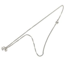Collar Chanel Silver CC Brass Strass Mini Heart Pendant
