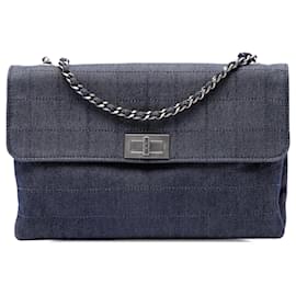 Chanel Blue Chocolate Bar Denim Reissue 2.55 Flap