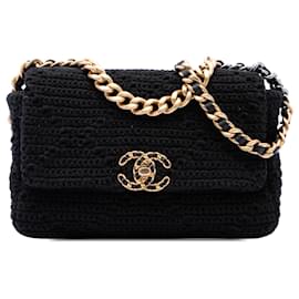Chanel Black Medium Crochet 19 Flap