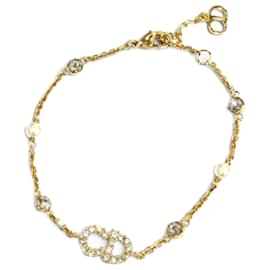 Dior Gold Vergoldetes Clair D Lune Armband mit Kristallen und Kunstperlen