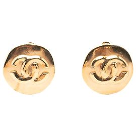 Orecchini a clip rotondi placcati oro Chanel Gold CC