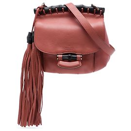 Gucci Bolso bandolera Small Leather Bamboo Nouveau Fringe Rosa