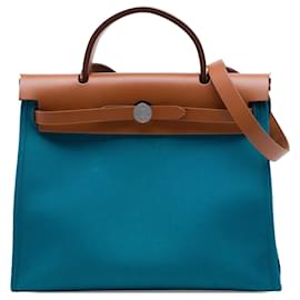 Hermès Blue Toile Herbag Zip 31