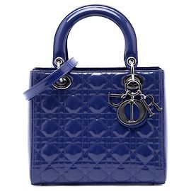 Dior Blue Medium Patent Cannage Lady Dior