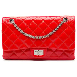 Chanel Red Quilted Crinkled Patent Reissue 2.55 Double Flap 227