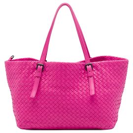 Bottega Veneta Borsa Tote Cesta Medium in Nappa Intrecciato Rosa