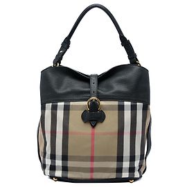 Borsa Hobo Sycamore Burberry Brown Medium Mega Check in tela e pelle