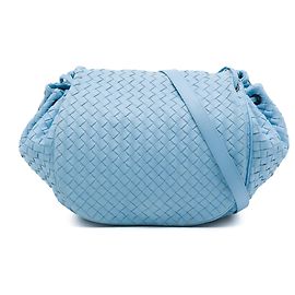 Borsa a tracolla con patta Bottega Veneta in Nappa Intrecciato blu