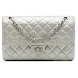 Chanel Silver Quilted Metallic Aged Calfskin Reissue 2.55 Double Flap 226
