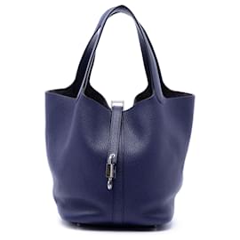 Hermès Blue Clemence Picotin Lock 22