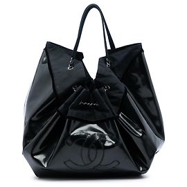Borsa Tote Chanel Large Spirit in pelle verniciata stretch nera