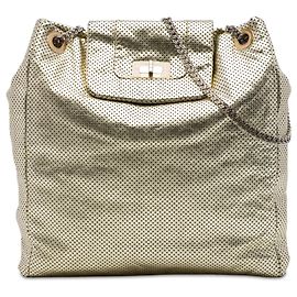 Borsa Drill Chanel in vitello metallizzato craquelé traforato oro