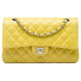 Chanel Yellow Medium Classic Lambskin Double Flap