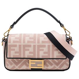 Borsa Satchel Baguette Fendi in tela ricamata Zucca rosa