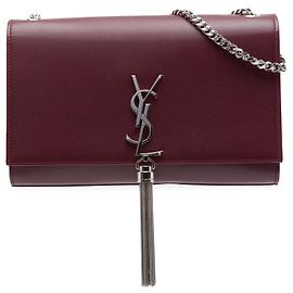 Saint Laurent Red Medium Smooth Calfskin Classic Monogram Kate Tassel Crossbody