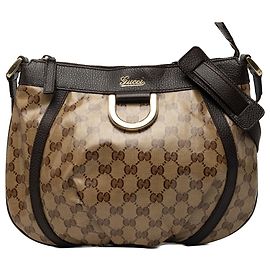 Borsa a tracolla Gucci Beige GG Crystal Abbey D Ring