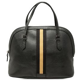 Borsa Satchel Dome Gucci in pelle di vitello nera taglia Medium con banda Web