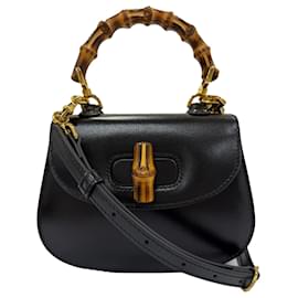 Sac à main Gucci 1947 Small en cuir de veau noir avec anse en bambou
