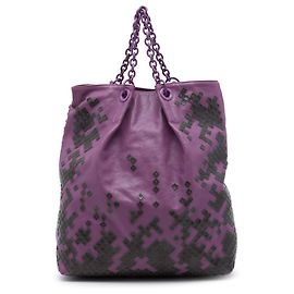 Borsa Tote Bottega Veneta Purple Vitello Mosaico Laque